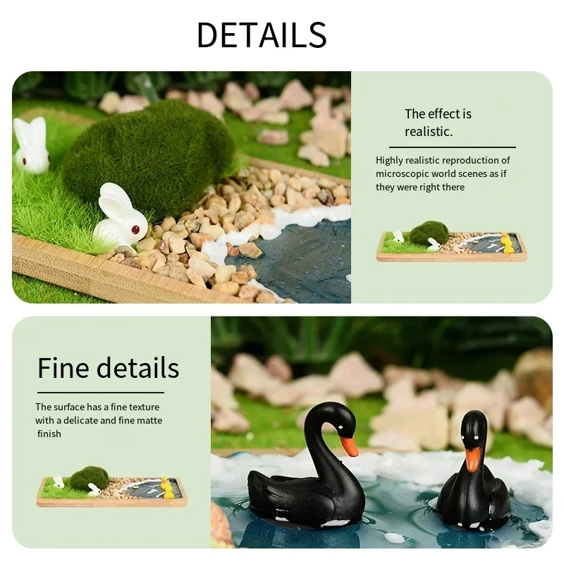 DIY Fairy Garden Accessories, Resin Animal Figurines Set Duck Rabbit Frog for Miniature Landscape Dollhouse Scenery Home Decor