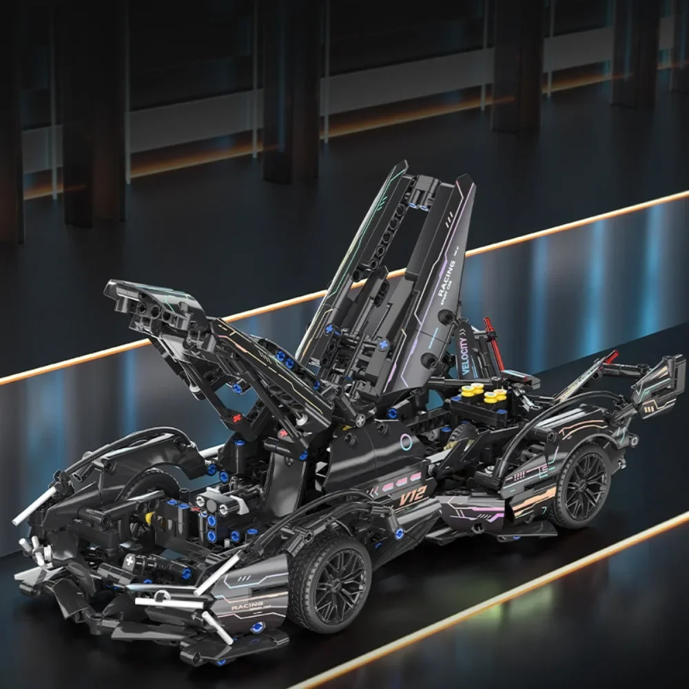 مكعبات بناء سيارة رياضية فائقة السرعة تقنية 1:14 تجميع ألعاب الطوب الخارقة ذاتية الصنع لهدايا عيد الميلاد للأطفال والكبار