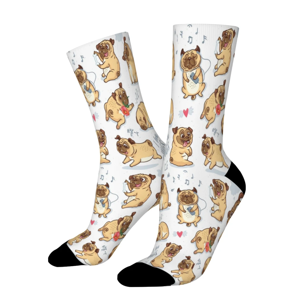 

Pug Dog Gentle And Quiet Be Clever And Sensible Straight Socks Male Mens Women Autumn Stockings Polyester Hip Hop