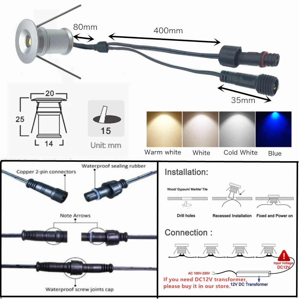 IP67 Mini Underground LED Light Waterproof 1W Garden Recessed Inground Lamps 12V Outdoor Underground Buried Yard Landscape Light