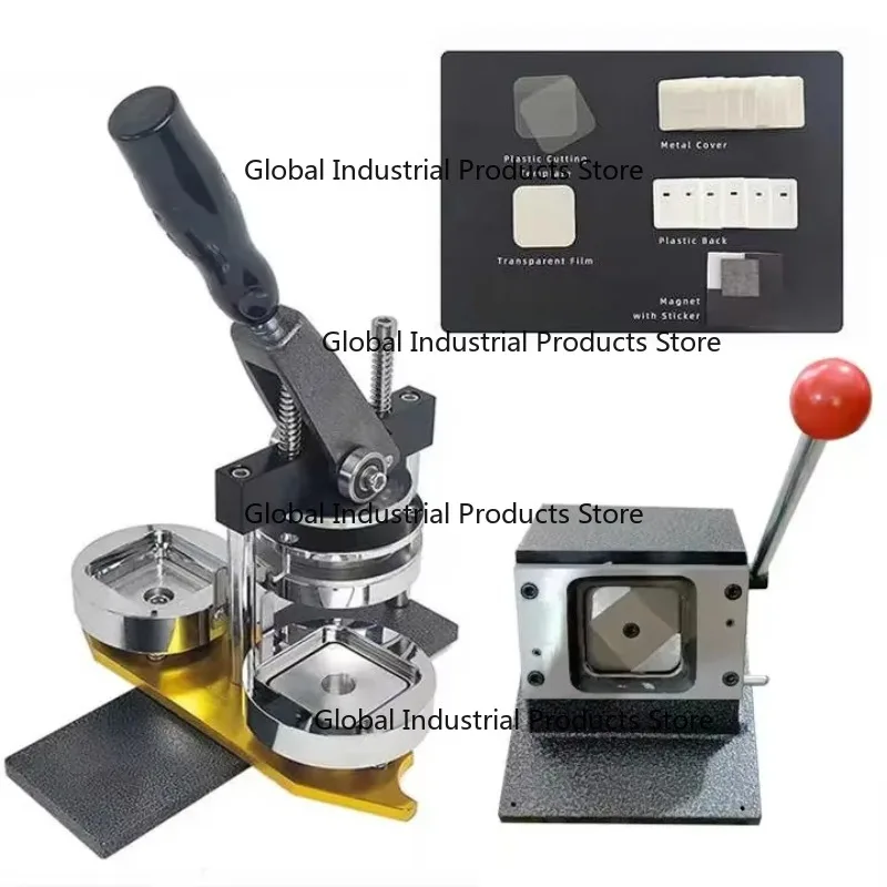 New 55*55mm Manual Fridge Magnet & Metal Tinplate Badge Making Machine with Mold Plastic Button