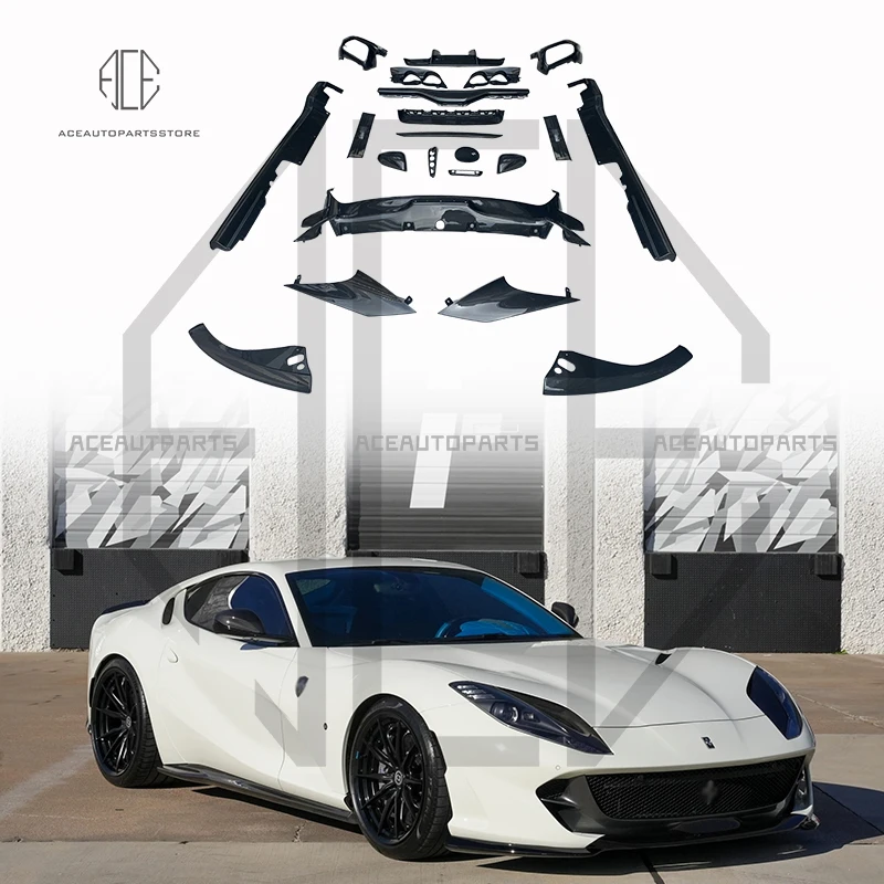 

For Ferrari 812 Modified OEM Dry Carbon Fiber Surrounded Front Shovel Rear Lip Side Skirt Foot Pedal Interior Upgrade Case