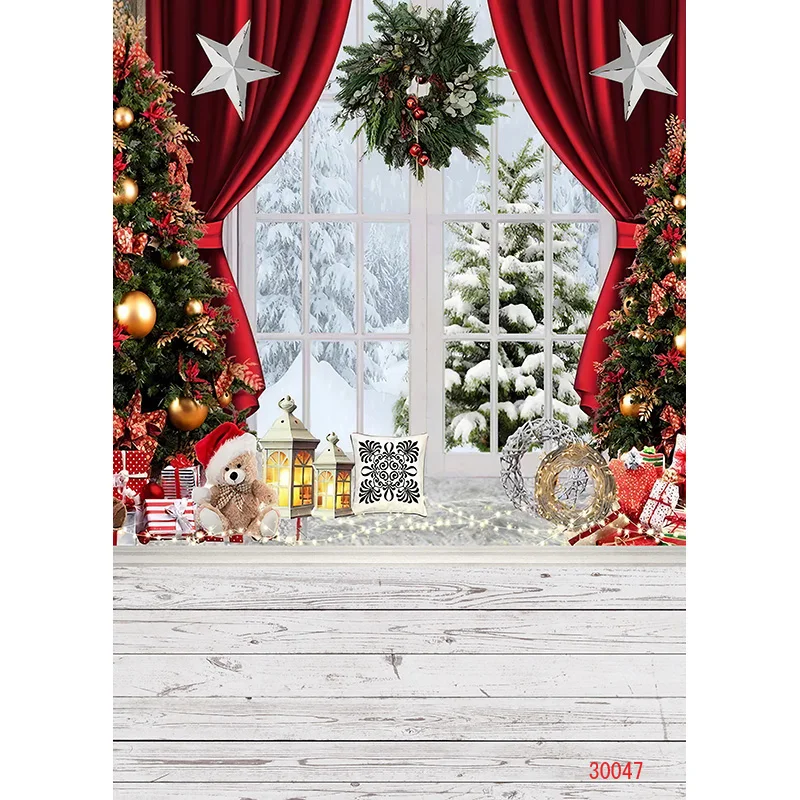 SHUOZHIKE Christmas Tree Photography Backdrop Snow Gift Party Decor Kids Banner Background Holiday Photo Studio Prop DN-05