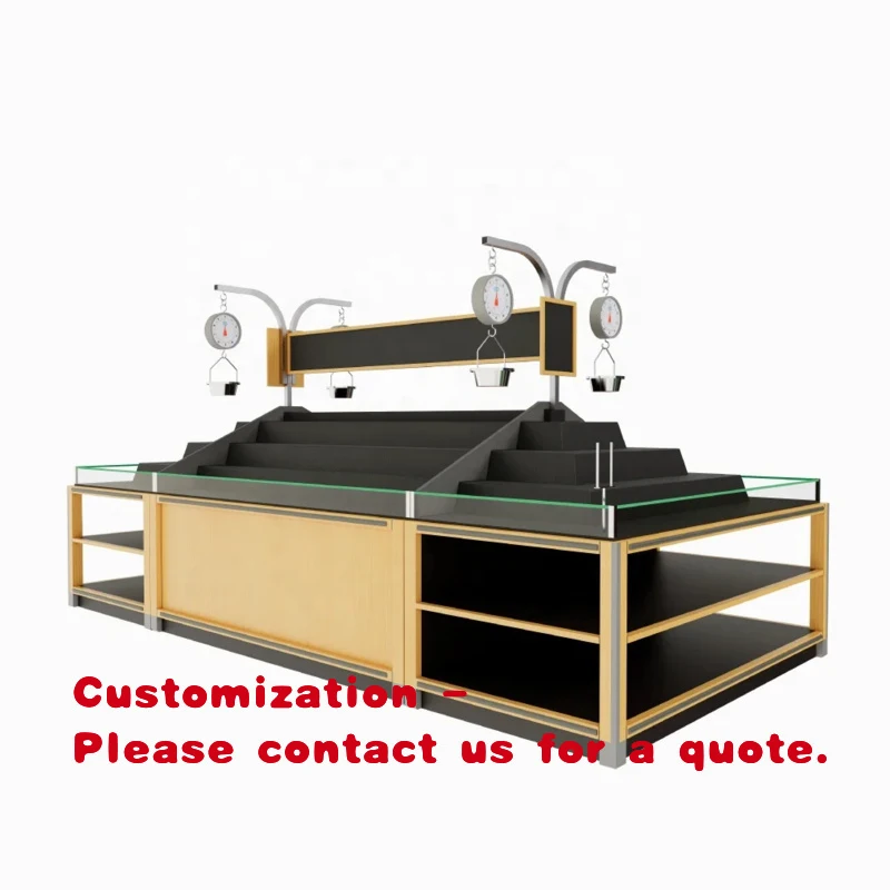 custom.Customizable Supermarket Vegetable Shelf Produce Display Store Fruit Vegetable Rack with scale