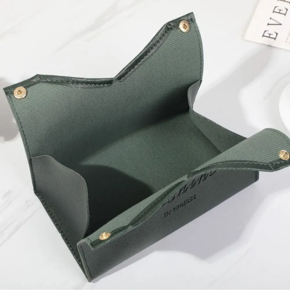Solid Color Tissue Box Multi-purpose Foldable Toilet Paper Case Storage Case PU Leather Tissue Paper Storage Bag