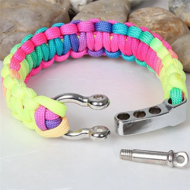 AT44-10 Sets Metal Bow Shackle,Alloy Umbrella Rope Buckle, Adjustable D Buckle Umbrella Rope Bracelet Buckle