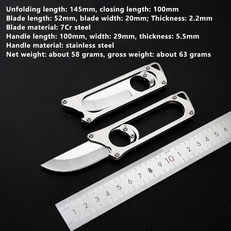 

Кольцевой нож из нержавеющей стали, острая ручка для кемпинга, нож для мяса, портативный нож для распаковки, нож для фруктов