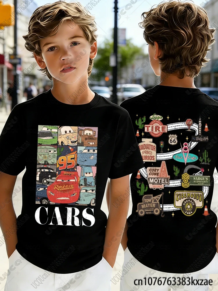 

2026 The Cars Lightning McQueen Tshirt For Kids Men Women Cute T-shirts Casual Round Neck Short Sleeve Tees For Parent Child