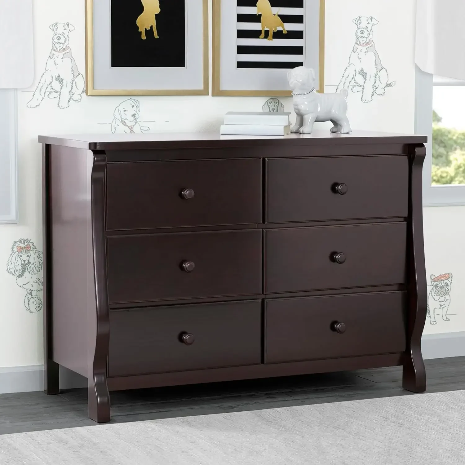 Universal 6 Drawer Dresser with Interlocking Drawers - Greenguard Gold Certified, Dark Chocolate