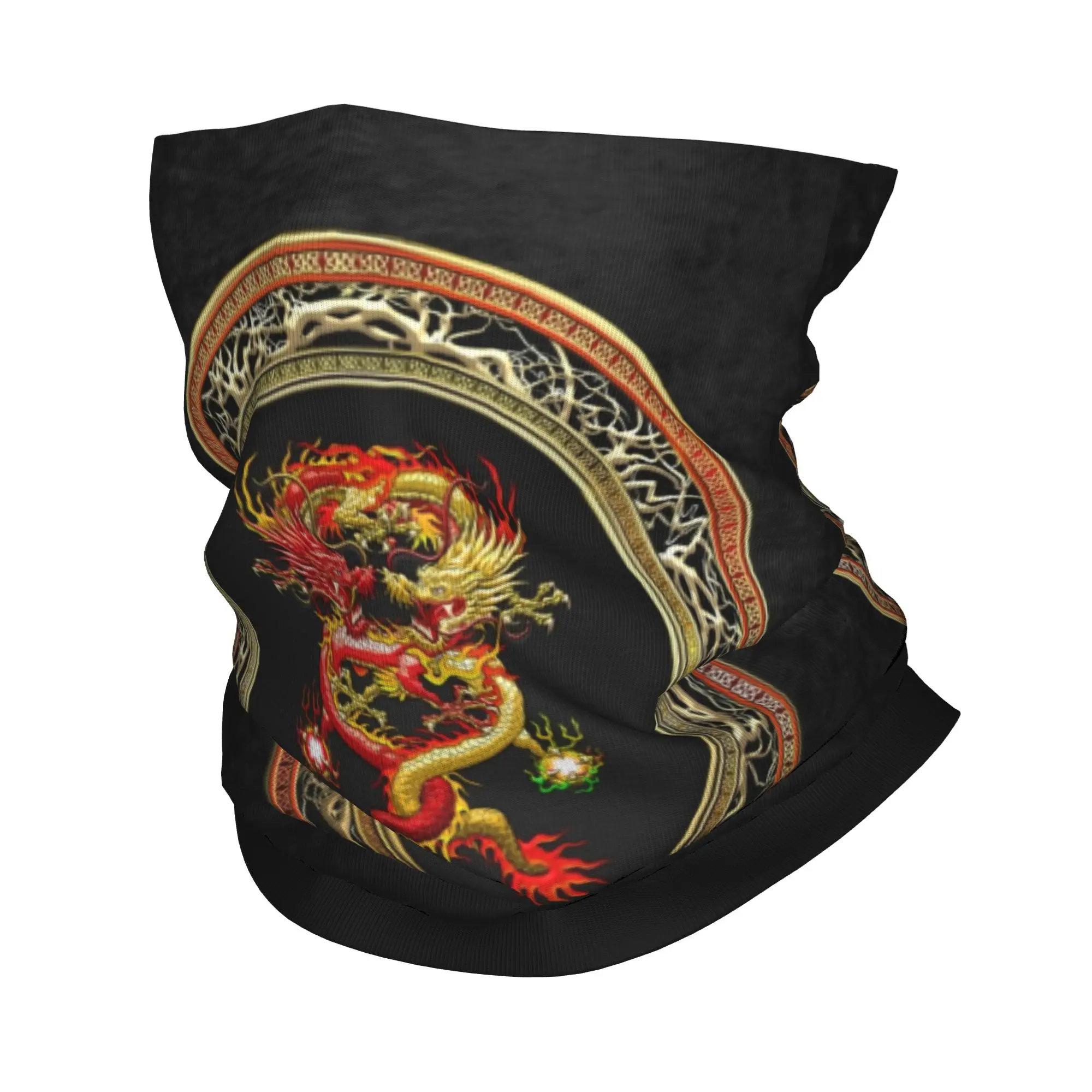 

Custom Tradition Asian Style Dragon Pattern Winter Headband Neck Warmer Women Men Hiking Hunting Tube Scarf Mythology Creature