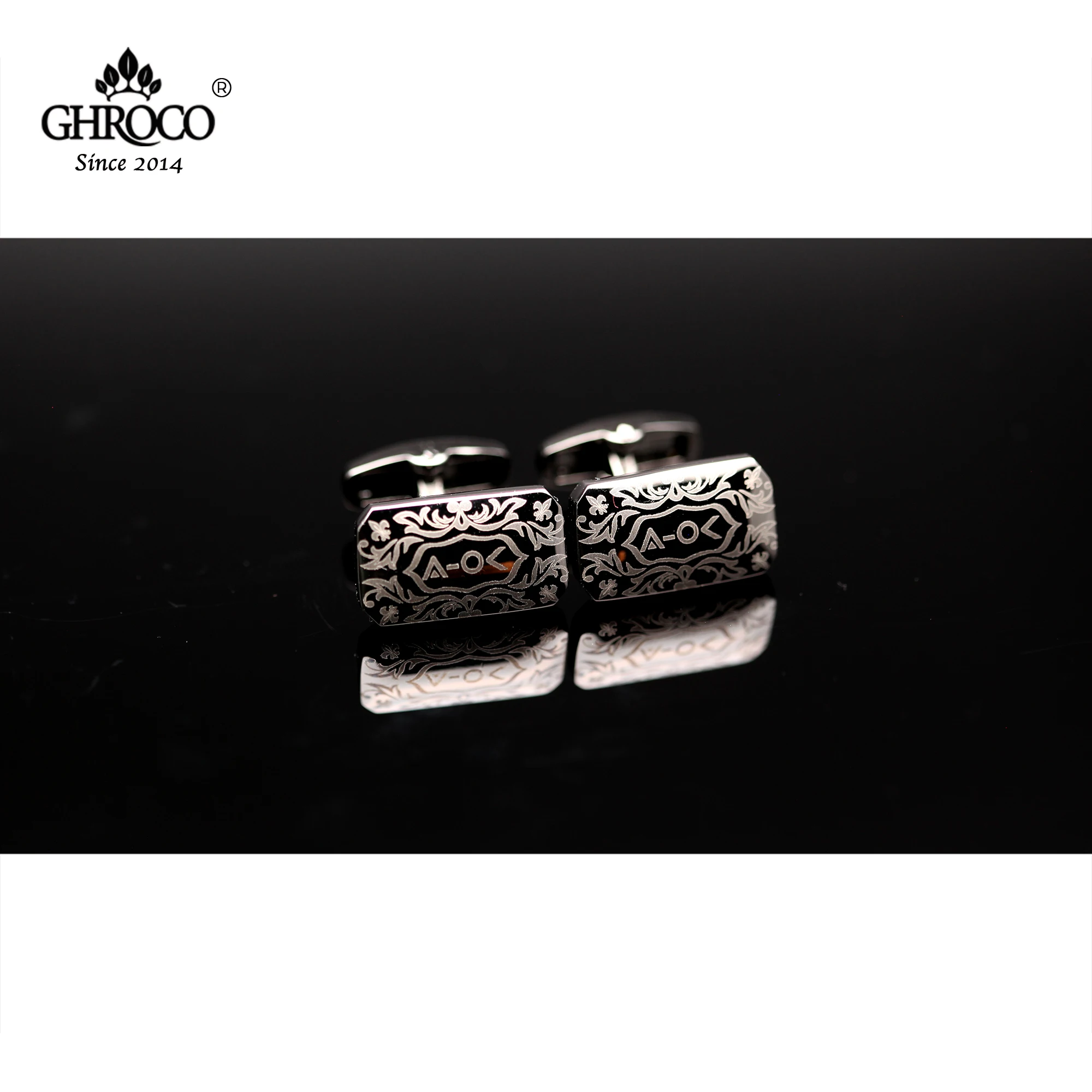 GHROCO High Quality Exquisite Surface Laser Printed  Shirt Cufflinks Fashion Luxury Gifts for Business Men Ladies and Wedding