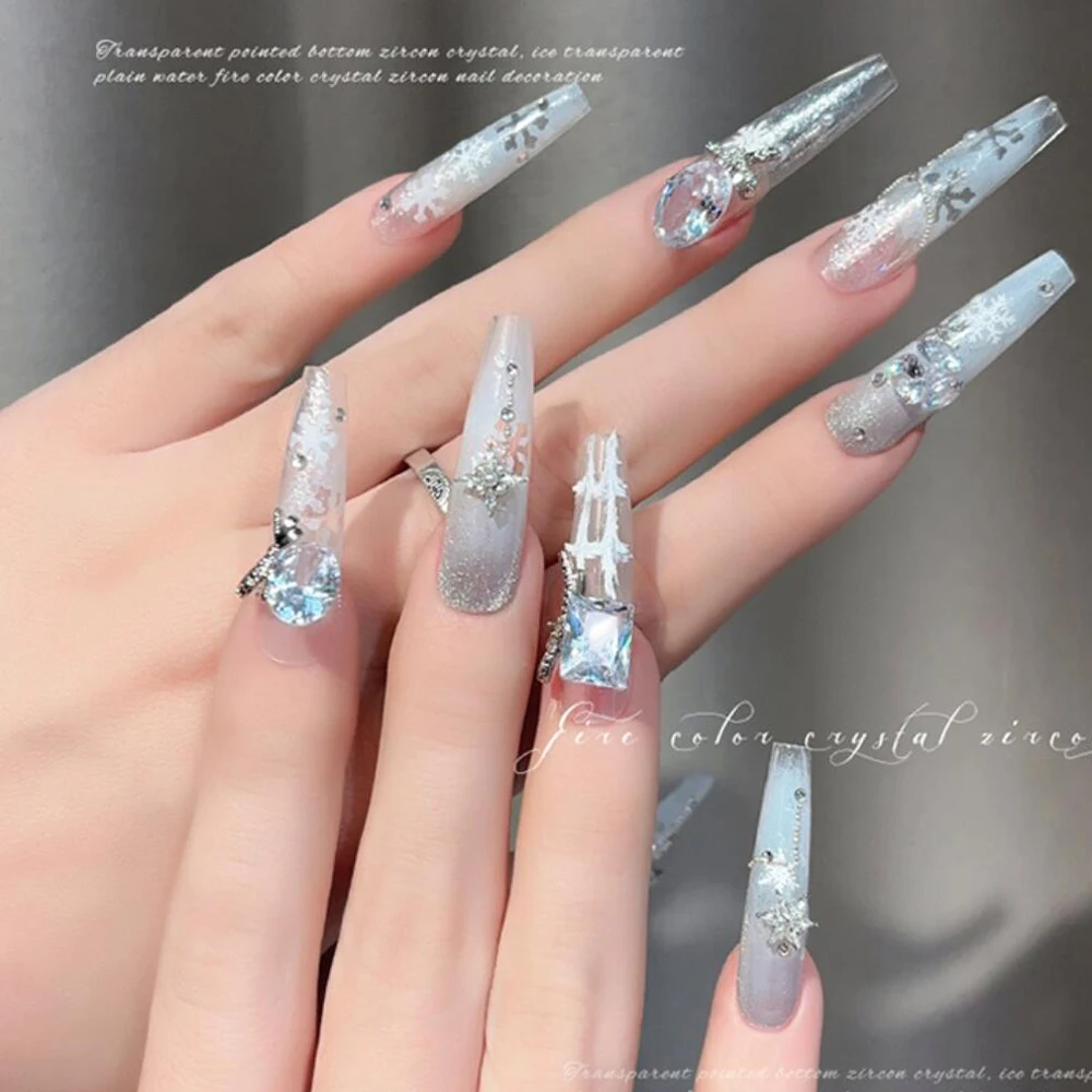 10 pz 4-10mm Fondo A Punta Zirconia Unghie artistiche Strass Quadrato/Rettangolo/Ovale Scintillante Decorazioni Per Unghie Artigianato FAI DA TE Manicure *