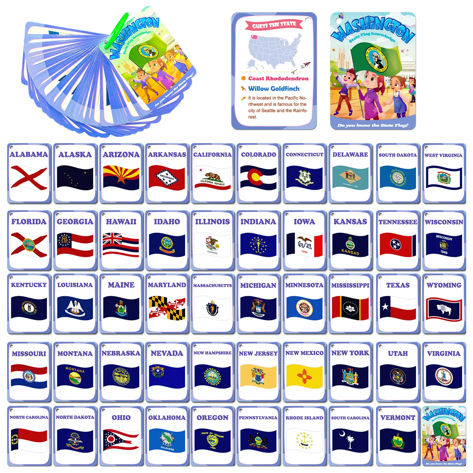 

50 Viral US States Educational Cards Preschool Early Education Enlightenment Intelligence Development Fun Useful Engaging