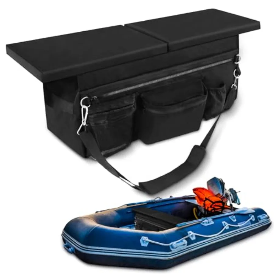 

Dghy flatable Boat Seat Cushion and Underseat Storage Bag with Pockets Thick Sponge Seat Water Resistant Outdoor Bench Cushion