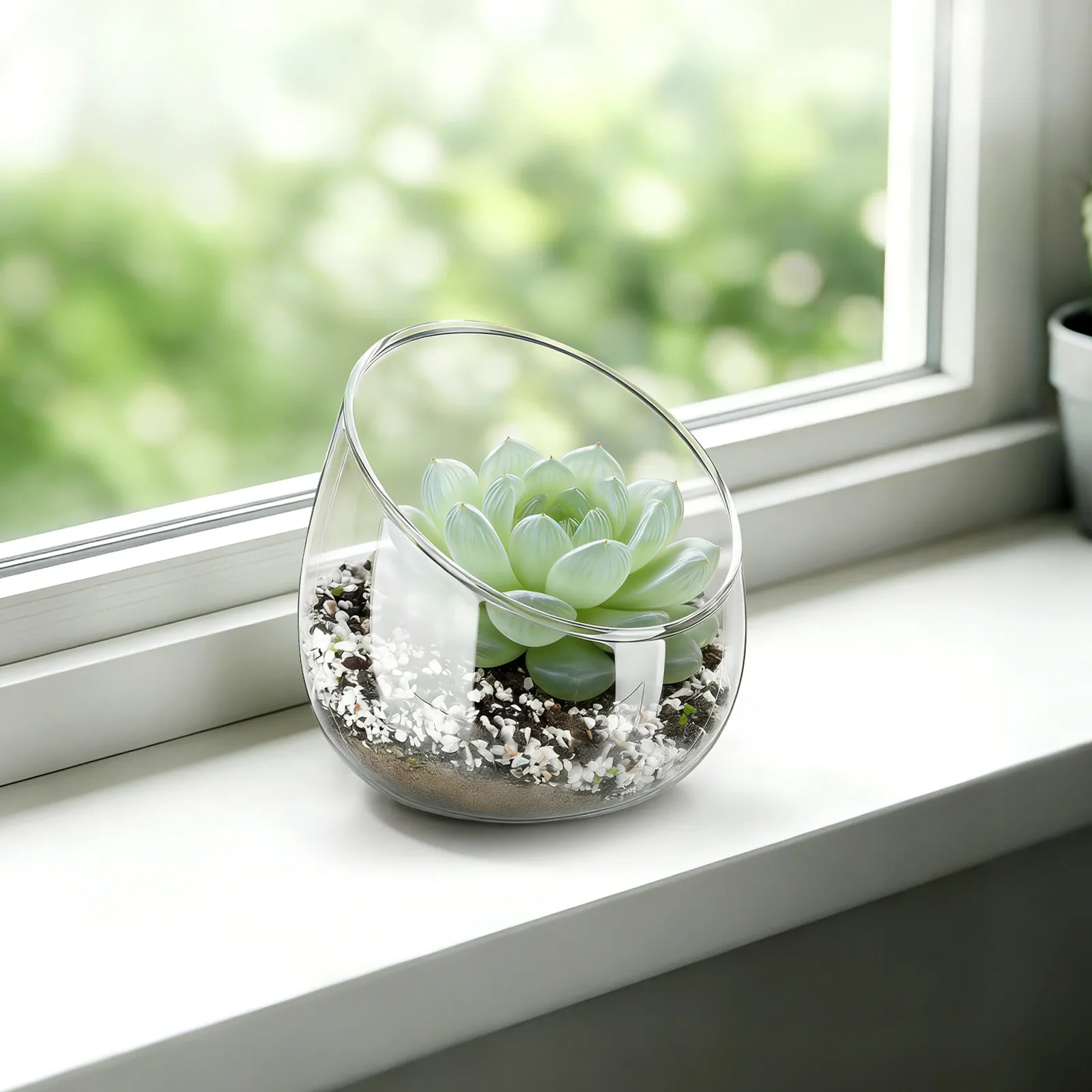 

Прозрачный стеклянный террариум-кашпо наклонной формы для комнатных растений, суккулентов, мха, декоративная круглая ваза для цветов для дома и офиса