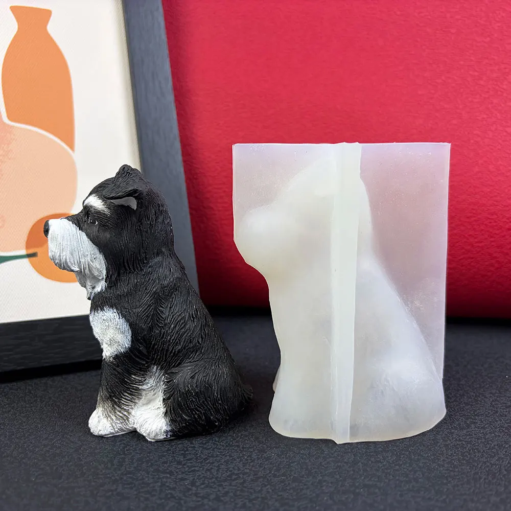 DIY Dog Memorial Mold, 3D Schnauzer Silicone Mold for Plaster Epoxy Resin, Handmade Pet Keepsake & Home Decor, Gift Idea