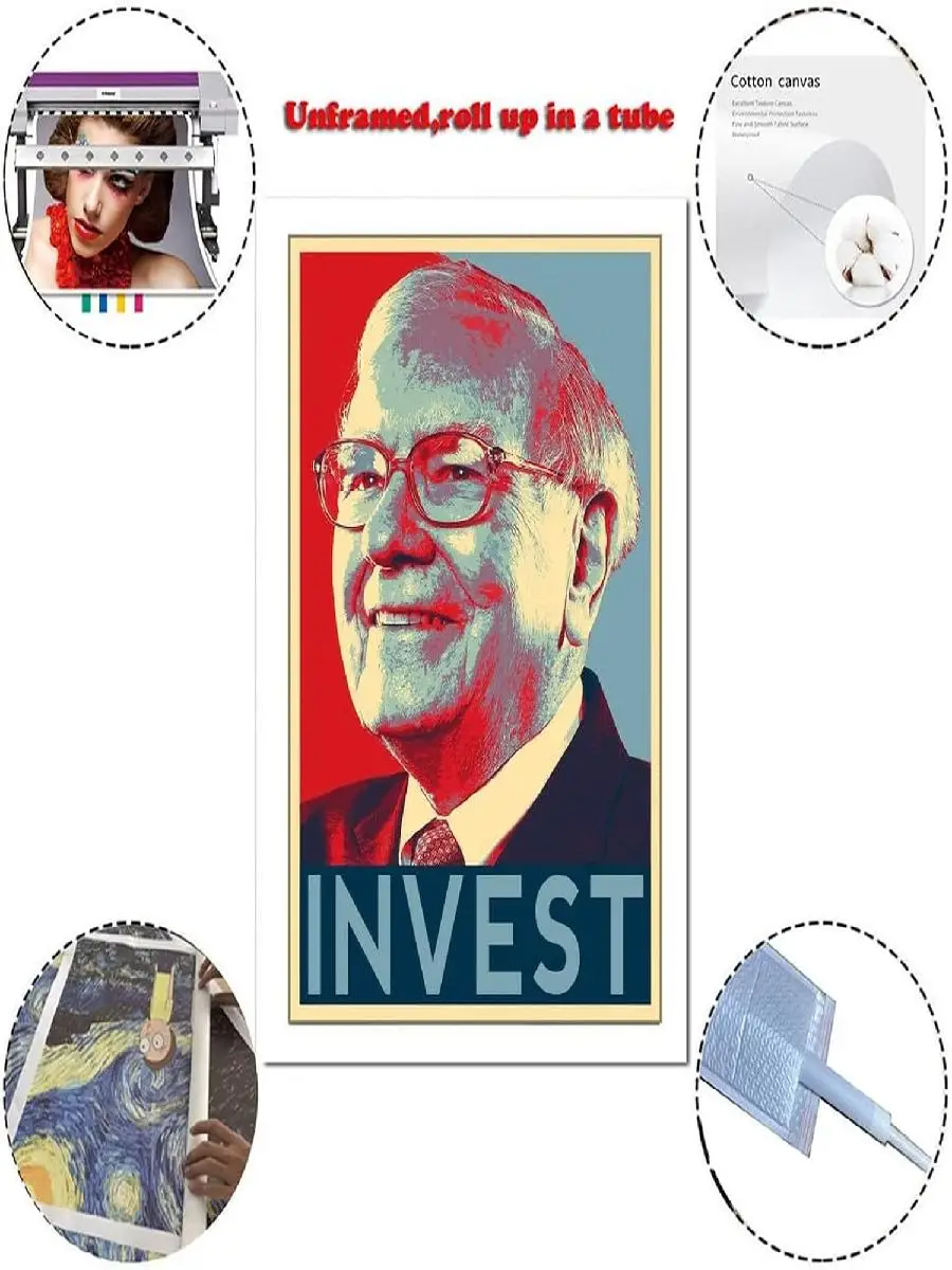 ZEEZFA Wall Street Stock Market Tycoon Warren Buffett Poster  Canvas Wall Art for Living Room  Bedroom Decor x inch x cm