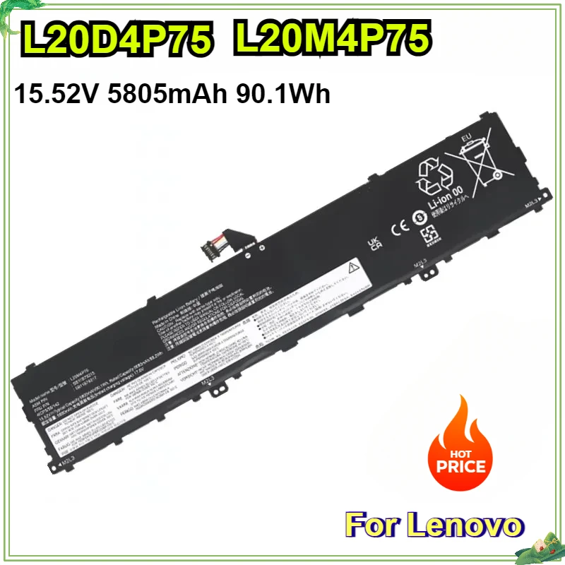 

L20M4P75 L20D4P75 15.52V 5805mAh 90.1Wh Laptop Battery for Lenovo ThinkPad P1 G4 20Y30003GE X1 Extreme Gen 4 20Y50043GE