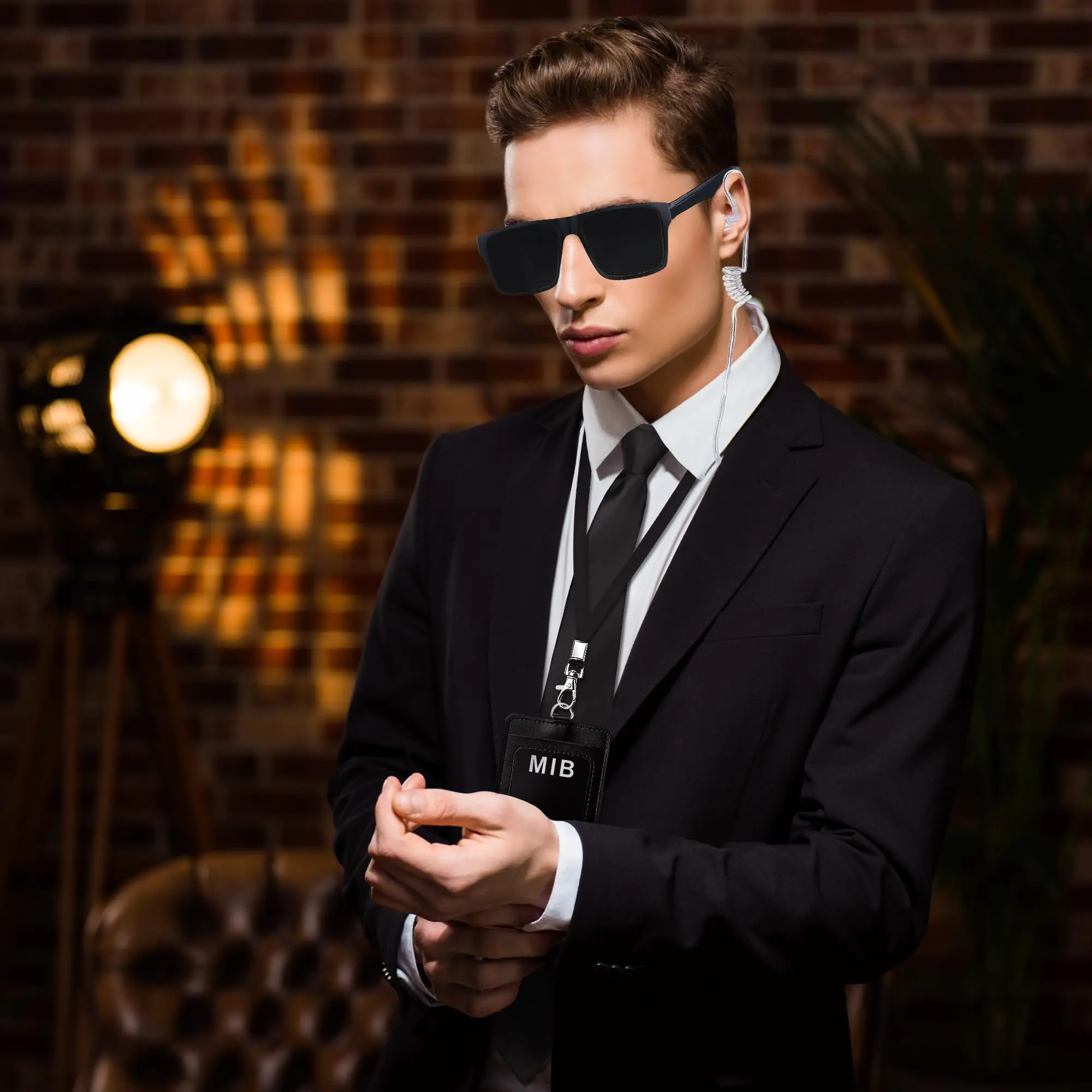 Accesorios de disfraz de agente MIB de 6 piezas, conjunto de disfraz de servicio secreto, accesorios de disfraz de espía para hombres, mujeres y niños para cosplay