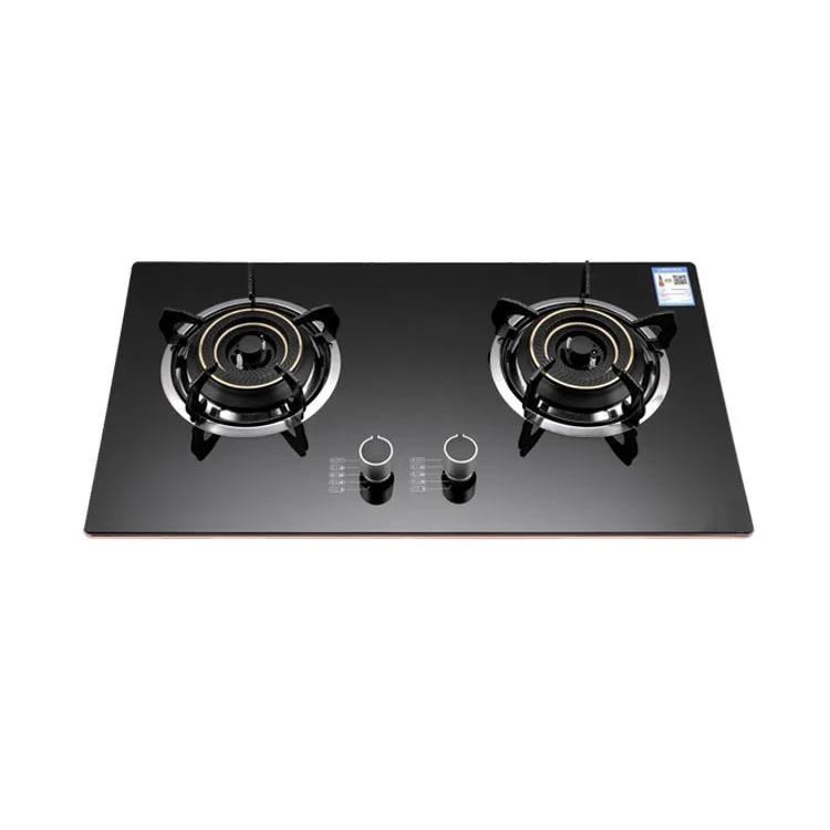 موقد غاز مزدوج الموقد - موقد منزلي مدمج مع غطاء حريق نحاسي، موفر للطاقة للمطابخ الحديثة