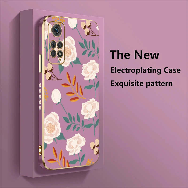 Custodia per telefono in silicone antiurto per Xiaomi Redmi Note 11 4G 11S 10 Lite 8 9 Pro Max 9S 10S 11E 11T 10T Cover con foglie di fiori