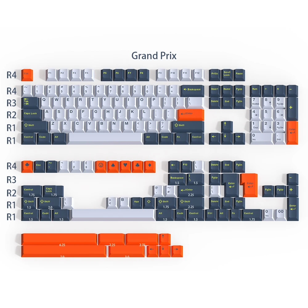 173 Keys Grand Prix Keycaps Cherry Profile ABS Material Double Shot Keycap Set For Mx Switches Mechanical Keyboard