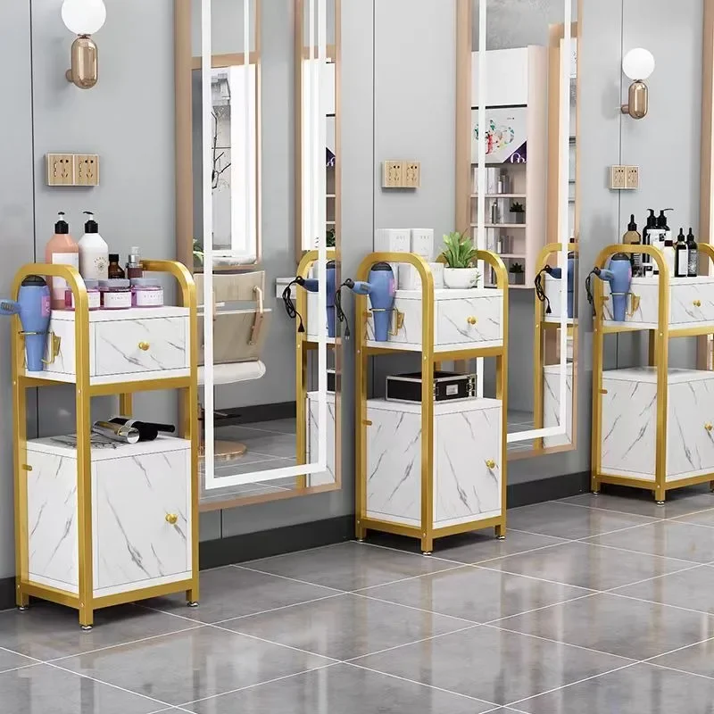 Salon Trolley Salon Equipment Cart with Mirror Drawer Cosmetic Styling Station Hairdressing Utility on Wheels Salon Trolley Cart