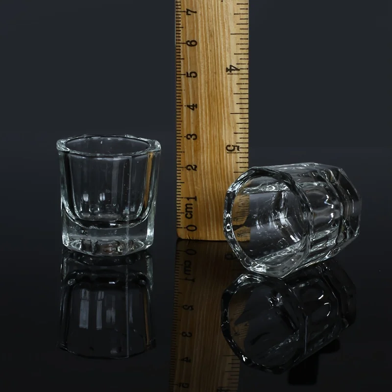 1 o 2 piezas de copas octagonales pequeñas de cristal para manicura sin tapa, copa especial para líquido para hacer uñas de cristal 2027 4