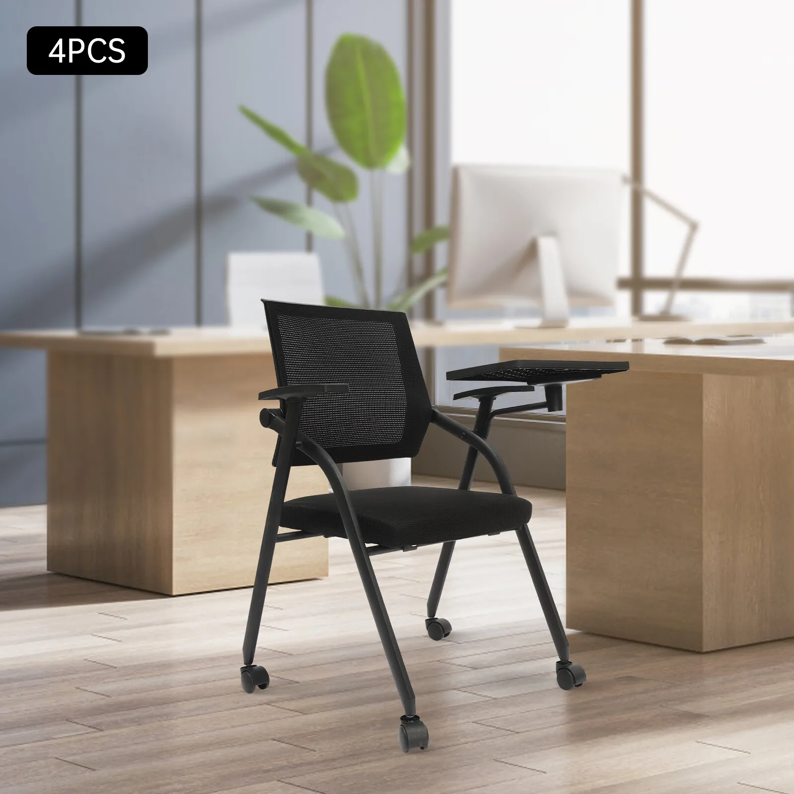 

Комплект из 4 эргономичных офисных стульев с сетчатой спинкой для конференц-залов, гостевых зон, залов ожидания и переговорных комнат