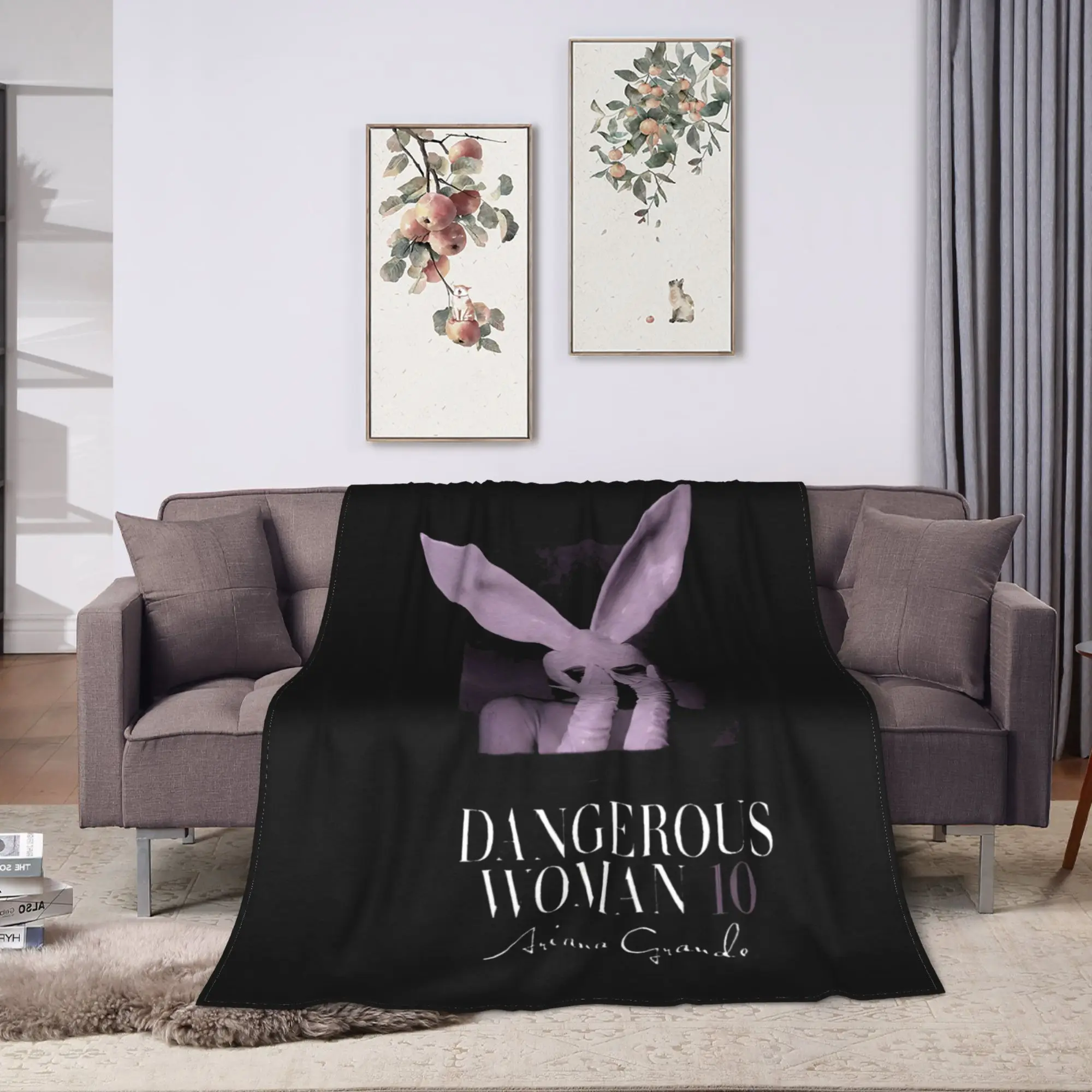 Dangerous Woman 10th Anniversary Retro Blanket Velvet Textile Decor Arianas Grandes Warm Throw Blanket for Sofa Couch Rug Piece