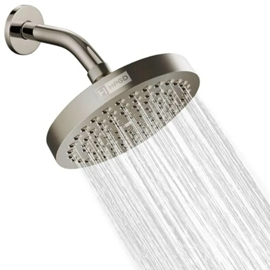 

Душевая лейка - круглая, 6-дюймовая, с высоким давлением, эффектом дождя, роскошная, с никелевым покрытием, универсальная, сменная, премиум-качество, с защитой от засоров