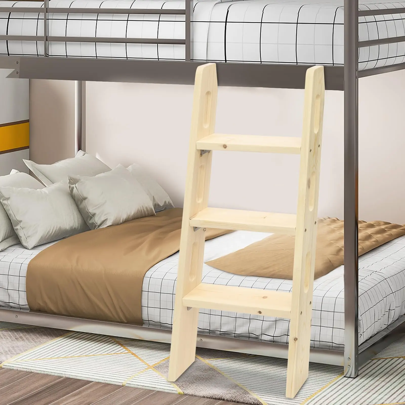 Wooden Ladder for Bunk Bed,3 Steps Heavy Duty Bed Ladder, Space-Saving Loft Ladder, Modern Wooden Step Ladder for Living Room B