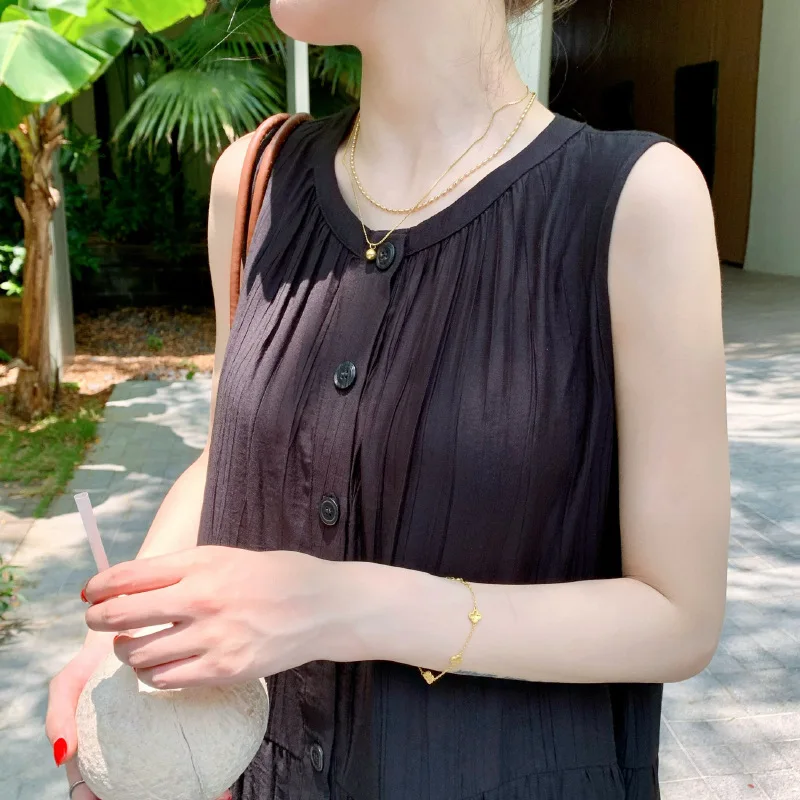 أنيقة الصيف جديد كوريا امرأة فستان كاجوال Vestidos رداء Elbise فضفاض حجم كبير سترة دون أكمام طويلة ألف خط تنورة فستان ماكسي