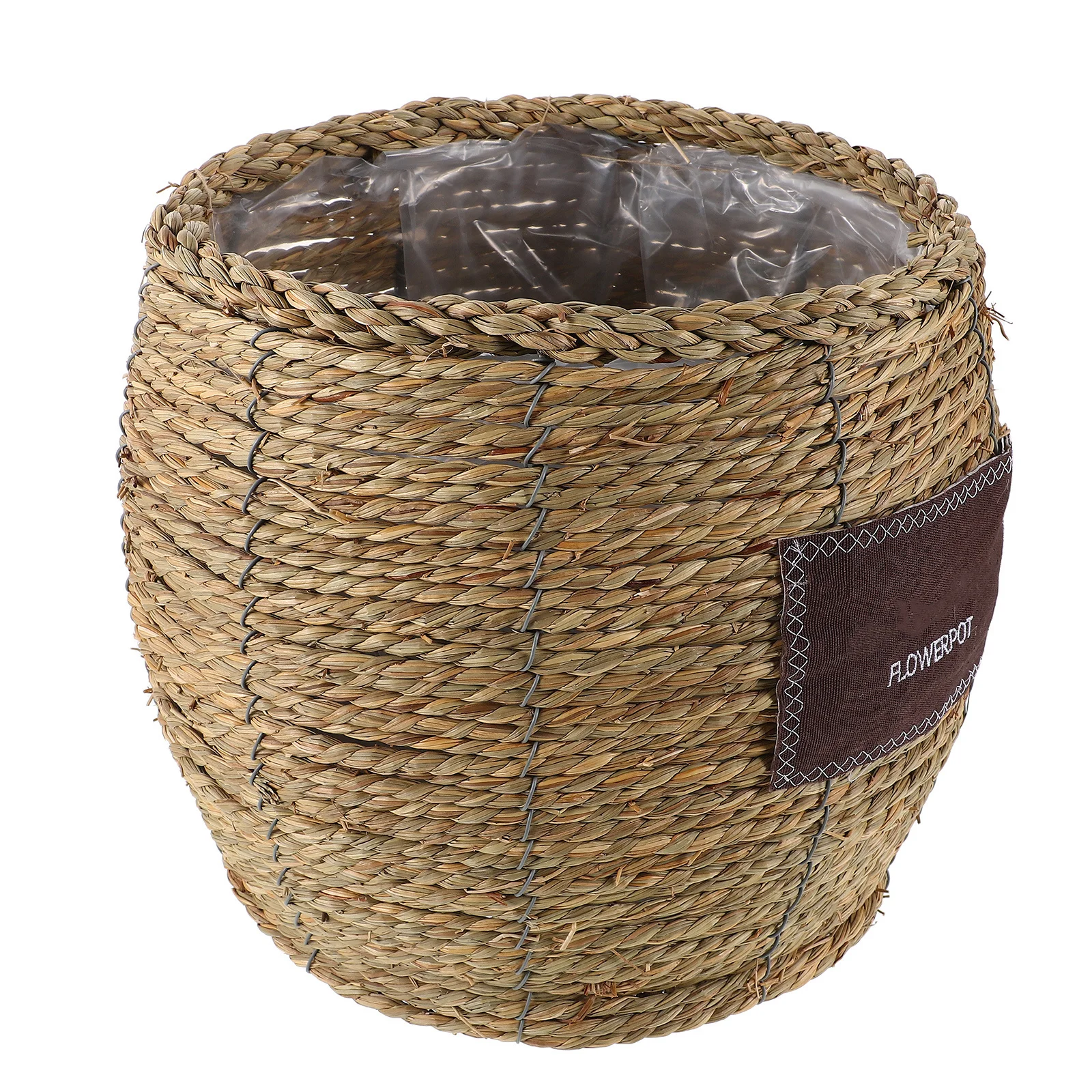 المنسوجة يدويا الروطان اناء للزهور الزخرفية المنسوجة سلة النبات للمنزل حديقة في الشرفة تخزين القش زارع تنفس الرطوبة