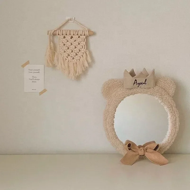 Acrylic Creative Home Art Wall Decor, Bathroom Baby Room Decorative Mirrors, Photography Accessories, Nordic Cartoon Crown Bear