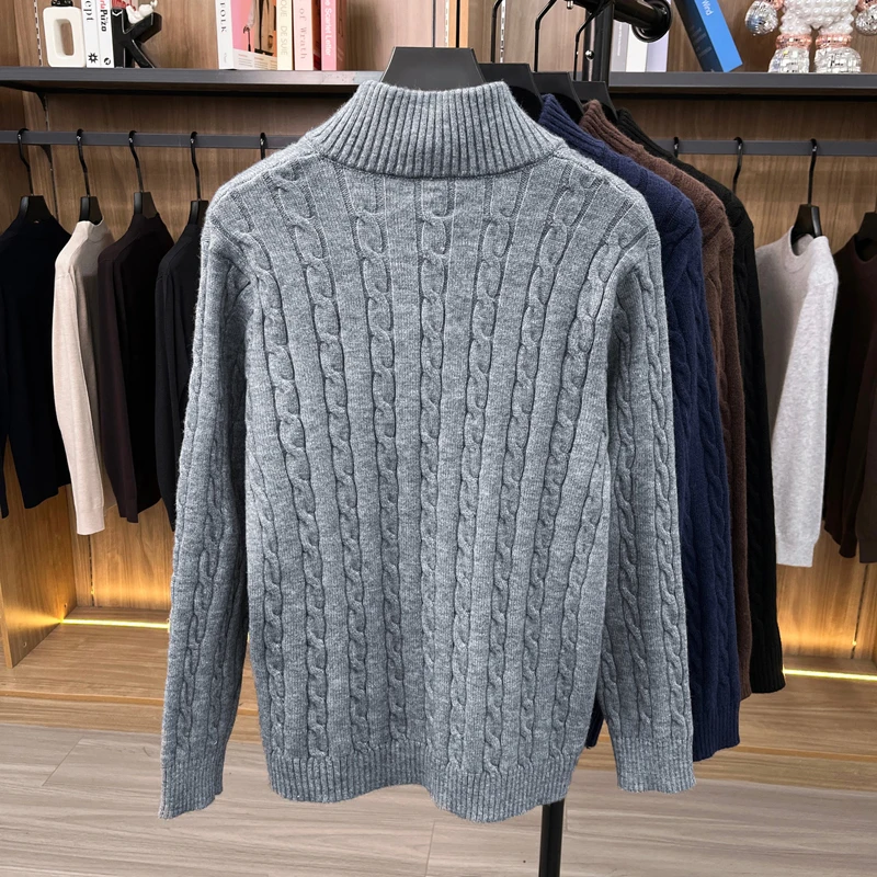 Hochwertiger Herren-Pullover Designer-Marke Klassischer Paul Pony Bestickter Reißverschluss Stehkragen Herbst Winter Koreanischer Lässiger Strickpullover – Detail 10