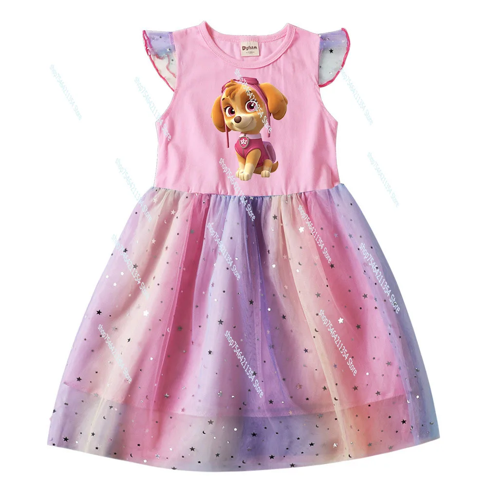 PAW PATROL Children's Princess Dresses Girl Birthday Clothing Girls Cartoon  Dress Summer Cute Casual Kids Clothing Party Dress