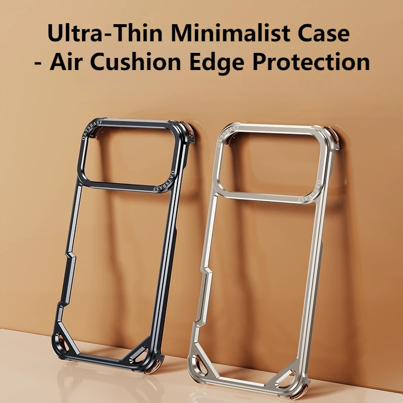 

Металлический безрамный чехол Oatsbasf для iPhone 17, Air/17 16, 15 Pro/Pro Max, ультратонкий чехол для телефона Magsafe на воздушной подушке, противоударный