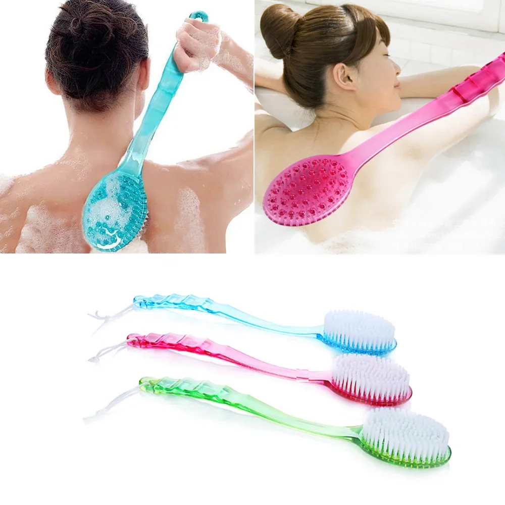 1Pc Body Bath Shower Back Brushes Rubbing With Long Handle Bathing Brush Skin Massage Massaging Cleaners Bath Shower Health Care