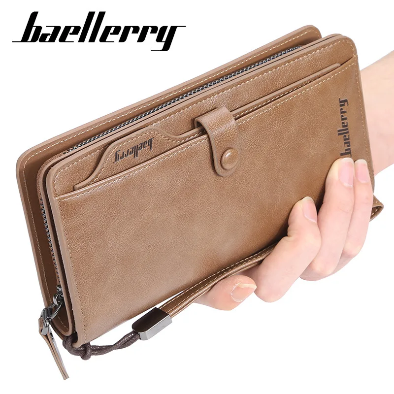 

High Capacity Men's Clutch Long Wallet Business Multi-Card Cell Phone Bag Zipper Coin Purses Money ID Credit Bank Card Holder