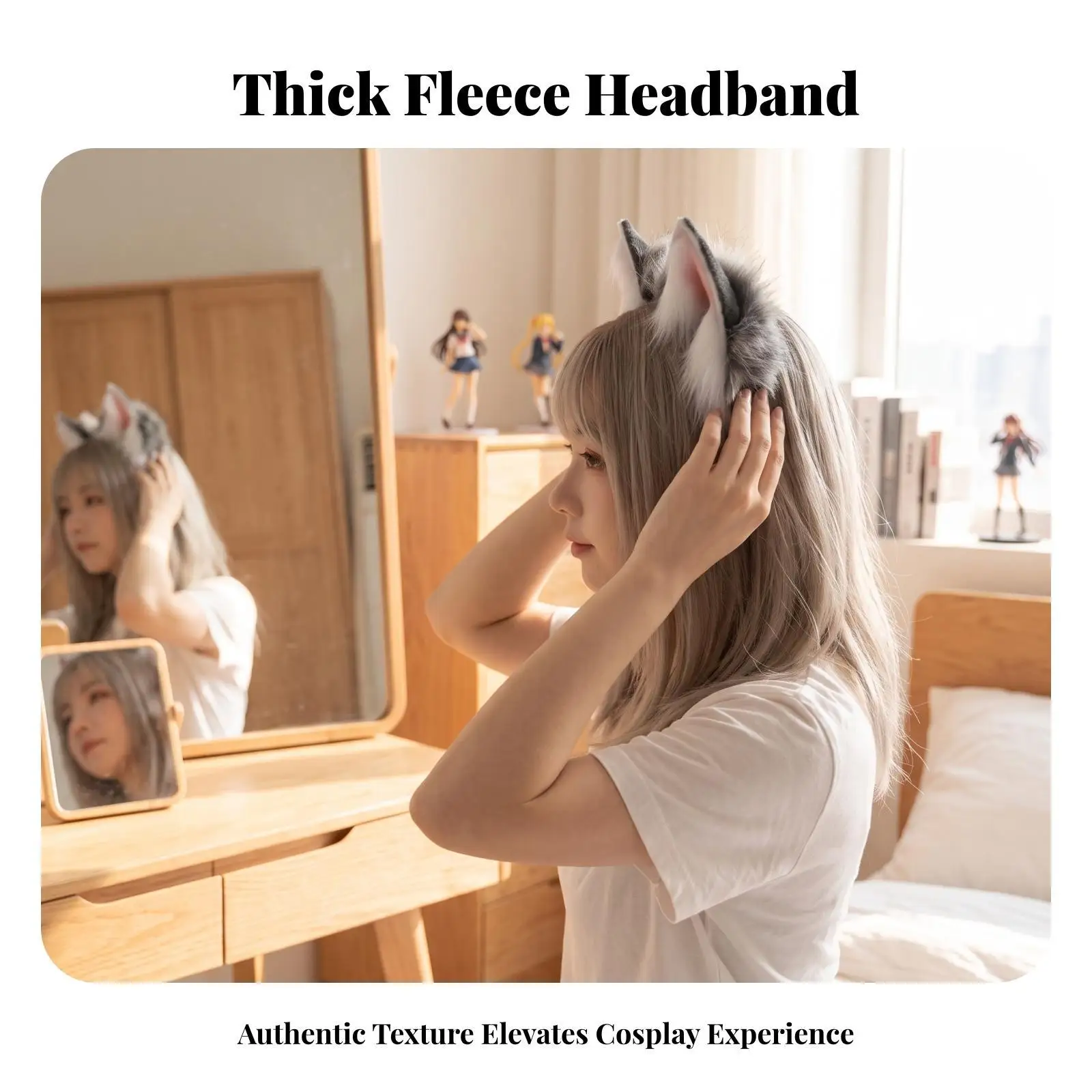 Tall Pointed Furry Ears Headband for Creative Costume Plays and Holiday Celebrations with Secure Adjustable Fit