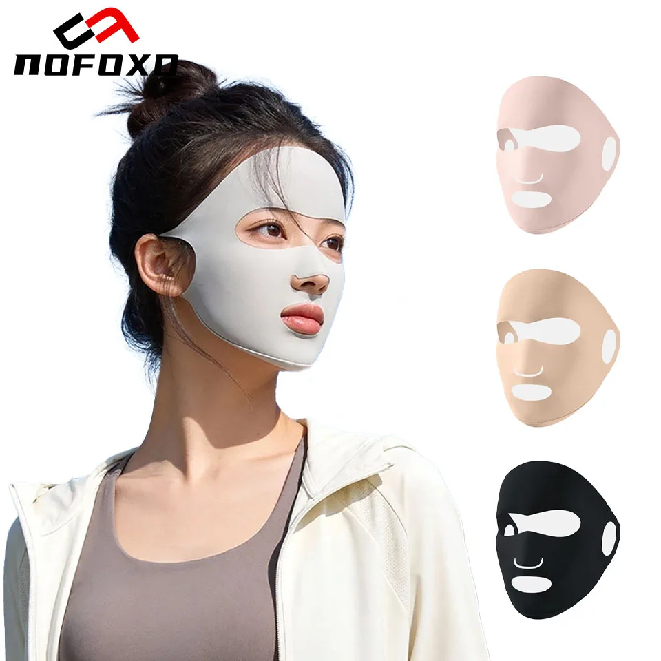 

NOFOXO Summer Women's Ice Silk Mask Elastic Balaclava Veil Sunshade Facekini Breathable Full Face Cover Outdoor Sports Running