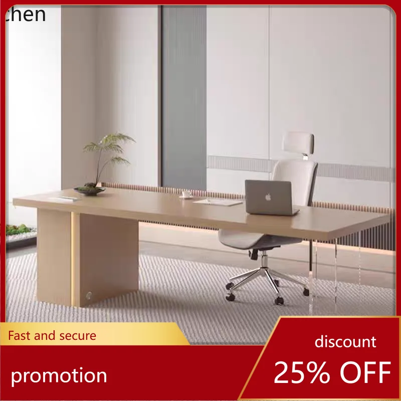 

HT living room large long book Italian minimalist study table workbench home study room suspended