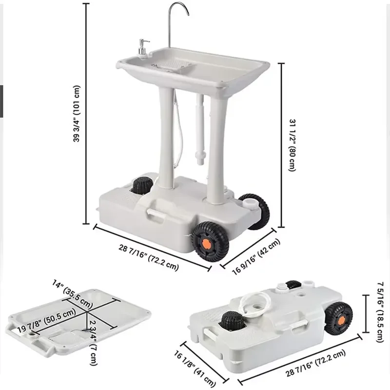 HOMFUL Portable Hand Wash Stand Camping Sink Hand Washing Station New HDPE Foot Pump Water Tank Camping Sink