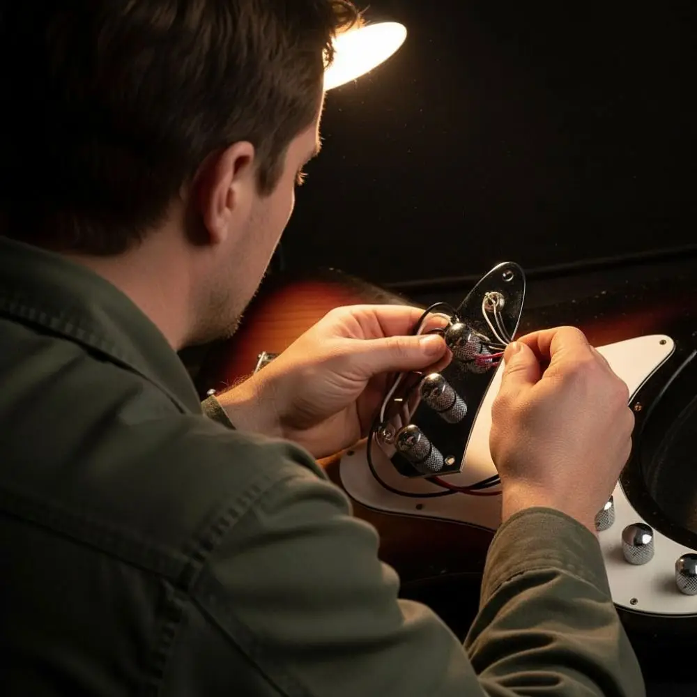 ​With Knurled Knob​ ​Electric Guitar Control Plate ​3 Bands​ Chrome ​Control Plate Switch ​Pre-Wired​ ​With Wiring Harness​