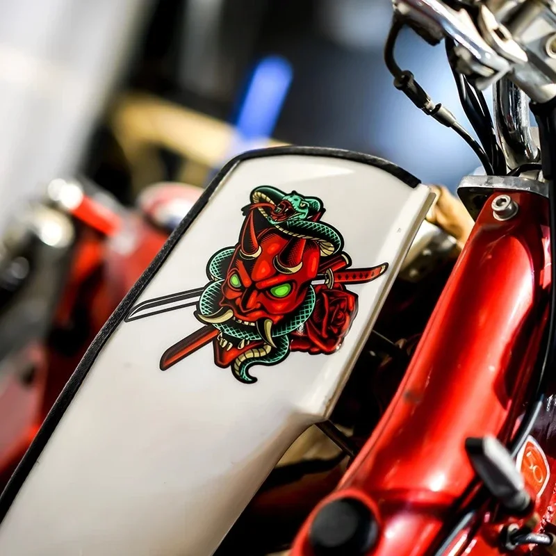JDM Ghost Samurai Motorcycle Sticker Waterproof Motorbike Side Panel Car Window Bicycle Scooter Vinyl Decal Decor