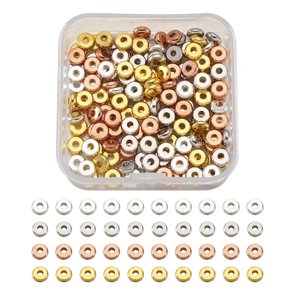 120~400pcs/box Mix Color Flat Round Brass Spacer Loose Beads 6x2mm for jewelry making End Connector Accessories,Hole: 2mm