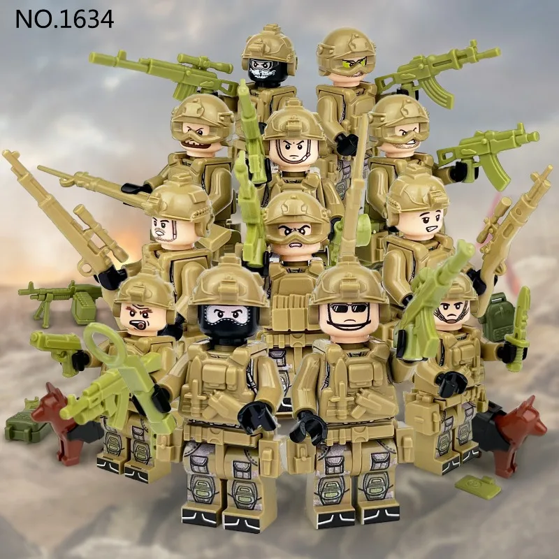 12pcs Building blocks, figures, special police anti-terrorism cheetah commandos, humanoid dolls, children's toys, birthday gift