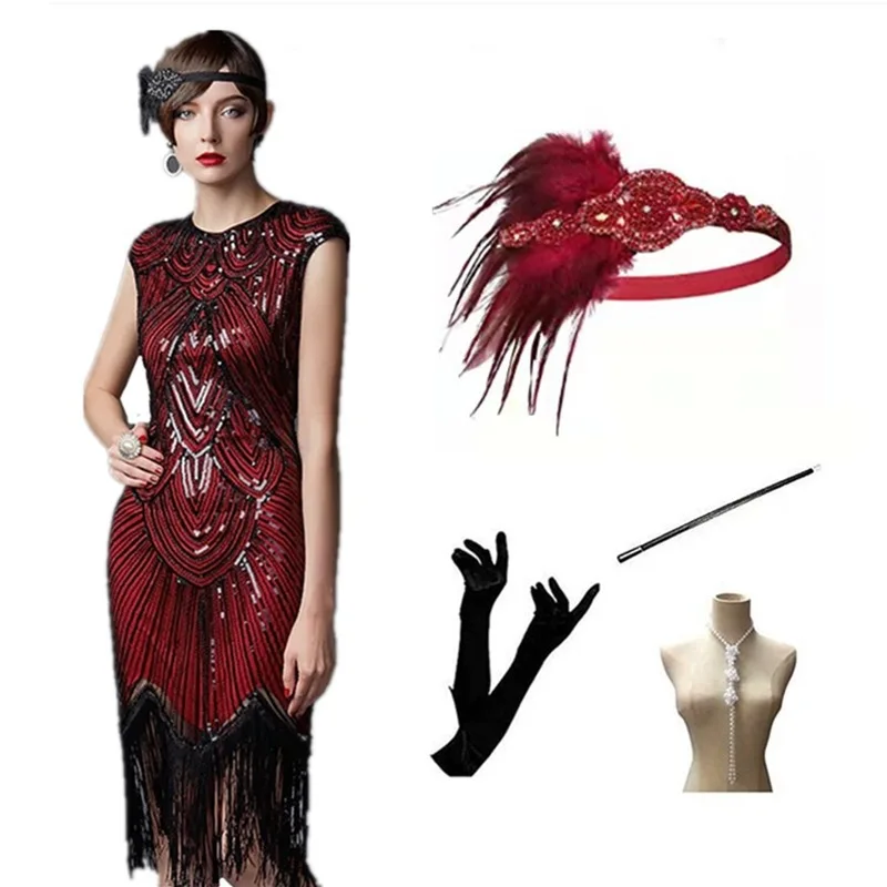 Loween Hot S المرأة 920S ريترو الترتر الدكتور الاسمية ثوب مجموعة تألق المرحلة زي ريترو الزعنفة الدكتور السيدات Faion #1