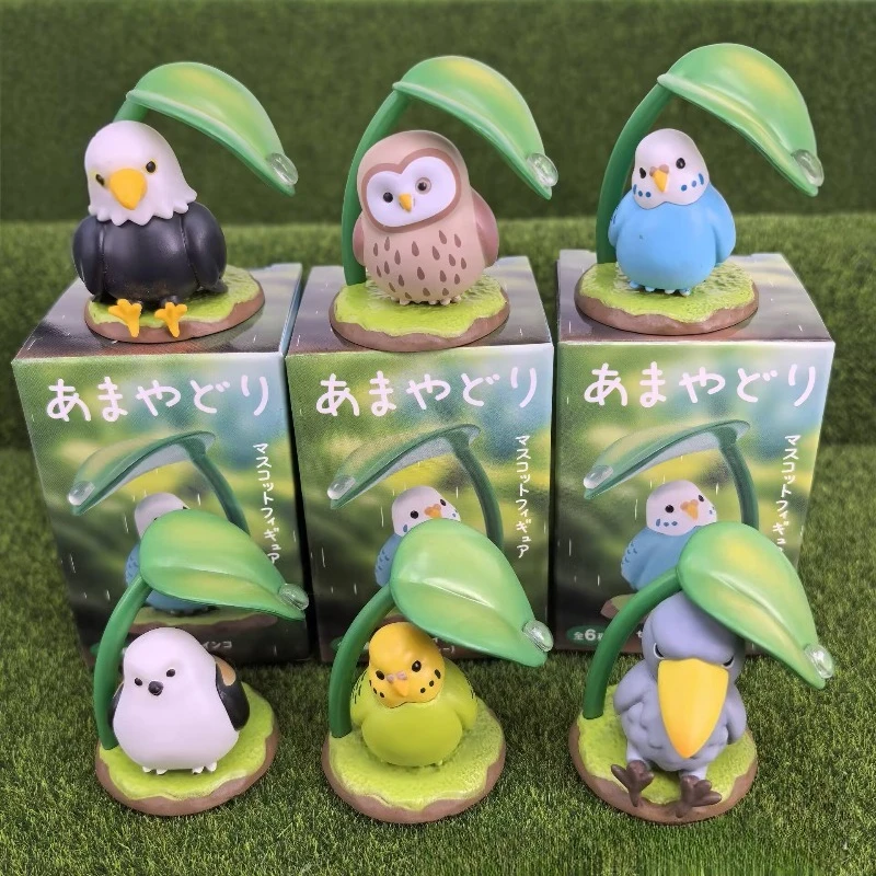 

Фигурка аниме «Дождливый день», попугай, листья, птицы, зонтик, заводная сова, кавайная модель, слепая коробка, коллекция игрушек, украшения, подарки для детей